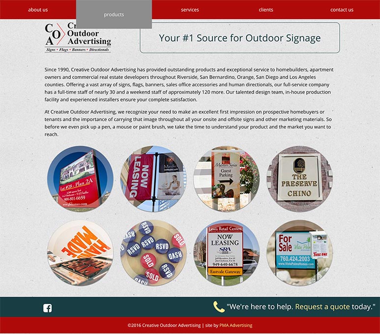 screenshot of website landing page