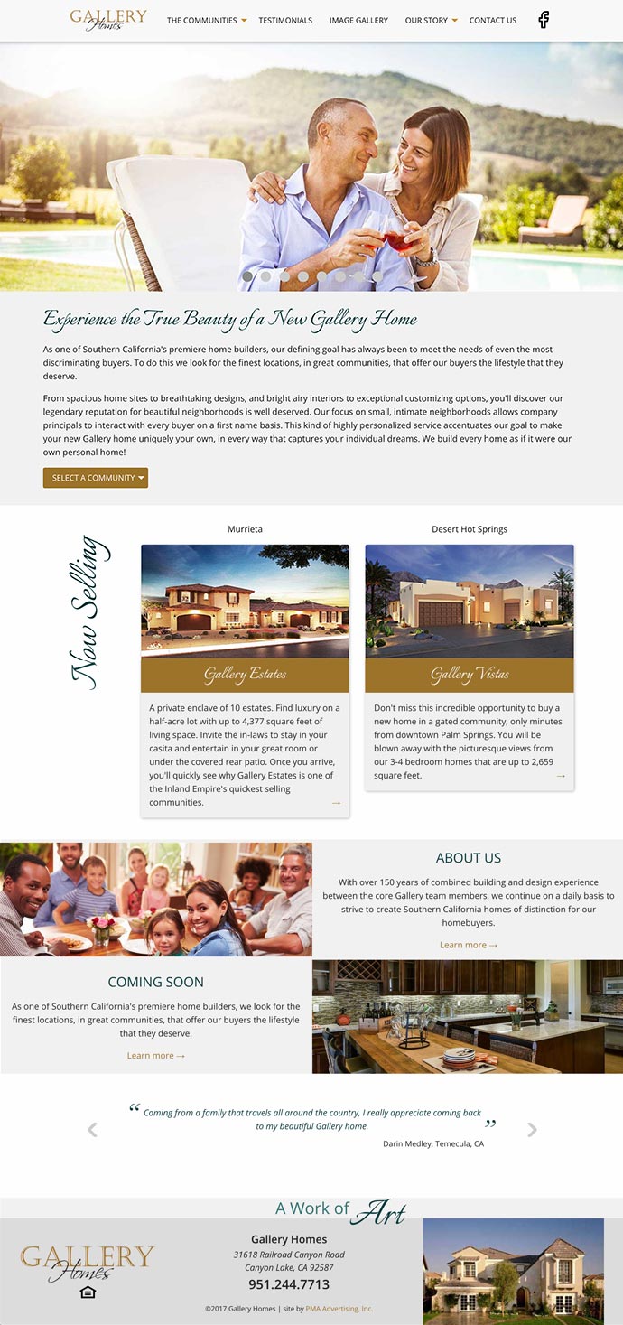screenshot of website landing page